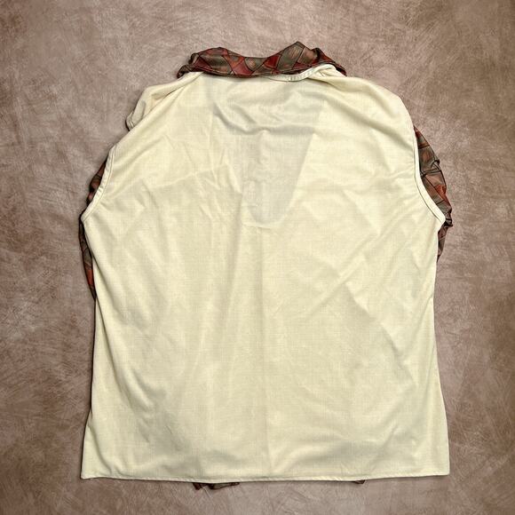 Vintage 70s Layered Geometric Long Sleeve Shirt Collared Vest Retro Mod Disco - Picture 2 of 6